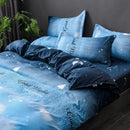 Navy blue and white daisy cartoon printed bedding set bedroom