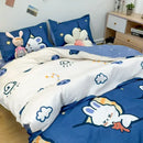 Navy blue and white daisy cartoon printed bedding set bedroom