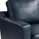 Navy Blue Faux Leather Loveseat With High Density Foam