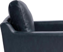 Navy Blue Faux Leather Loveseat With High Density Foam