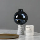 Navy blue geometric circle star glass vase living room decor