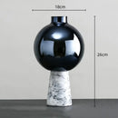 Navy blue geometric circle star glass vase living room decor