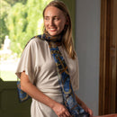 Alessandra - Long Silk Scarf - Navy