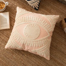 Navy & cream embroidered cotton pillow cover living room tufted decor