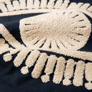 Navy & cream embroidered cotton pillow cover living room tufted decor