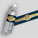 Navy Gold Monogram Wedding Water Bottle Labels