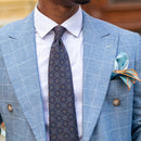 Moretti - Printed Madder Silk Tie - Navy & Burgundy