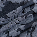 Navy & light gray damask embossed print chair covers dining room