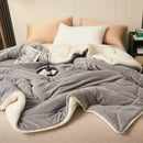 Navy & white double layer queen blanket bedroom plush sherpa comfort