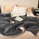 Navy & white double layer queen blanket bedroom plush sherpa comfort