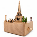 Eiffel Tower Wooden Musical Figurine - Moving Paris Car Music Box 5.8 Inches