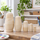 Set of 5 Unfinished Wooden Nesting Dolls DIY Craft Blanks for Painting 6 Inches