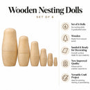 Set of 6 Unfinished Wooden Nesting Dolls DIY Craft Blanks for Painting 6.5 Inches