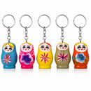 5 Wooden Nesting Dolls Key Chains 1.75 Inches
