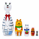 Four Cats and Mouse Wooden Nesting Dolls 7 Inches