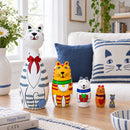 Four Cats and Mouse Wooden Nesting Dolls 7 Inches
