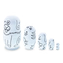 5 Unpainted Animals Wooden Nesting Figurines 4.75 Inches