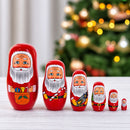 Set of 6 Santa with Christmas Gifts Wooden Nesting Dolls 5.5 Inches