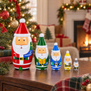 Set of 5 Multicolor Santa with Christmas Gifts Wooden Nesting Dolls 5.5 Inches
