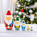 Set of 5 Multicolor Santa with Christmas Gifts Wooden Nesting Dolls 5.5 Inches