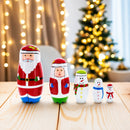 Set of 5 Santa and Snowmen Wooden Nesting Dolls 5.5 Inches