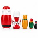 Santa, Mrs. Claus, Reindeer, Elf Wooden Nesting Dolls 6 Inches