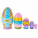 Set of 5 Ukrainian Style Easter Eggs Wooden Nesting Dolls 5 Inches