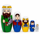 Set of 5 Nativity Scene Wooden Nesting Dolls 5.75 Inches