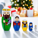 Set of 5 Nativity Scene Wooden Nesting Dolls 5.75 Inches