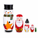 Santa, Snowman & Christmas Tree Wooden Nesting Dolls 5 Inches