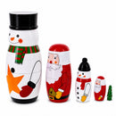 Santa, Snowman & Christmas Tree Wooden Nesting Dolls 5 Inches