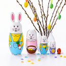 Set of 5 Bunnies Wooden Nesting Dolls 7 Inches Tall