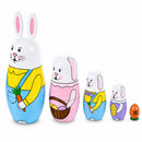 Set of 5 Bunnies Wooden Nesting Dolls 7 Inches Tall
