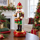 Animated Nutcracker Drummer Musical Figurine - Winter Music Box 13 Inches