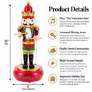 Animated Nutcracker Drummer Musical Figurine - Winter Music Box 13 Inches