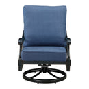Pair of Black Aluminum Deep Seating Swivel Rocker Club Chairs with Cushions