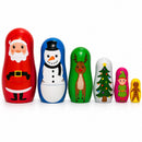 6 Plastic Nesting Dolls - Santa, Snowman, Reindeer, Tree, Elf & Gingerbread