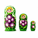 3 Daffodils Flowers on Green Dress  Wooden Nesting Dolls 3.5 Inches