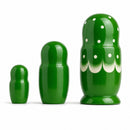 3 Daffodils Flowers on Green Dress  Wooden Nesting Dolls 3.5 Inches