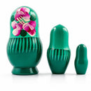 Set of 3 Deep Green Dress Wooden  Nesting Dolls 3.5 Inches