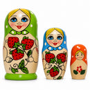 Set of 3 Green Blue and Orange  Nesting Doll 4 Inches