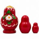 Set of 3 Wooden Floral Nesting Dolls - 3.5" Pink & Daisy Flower Matryoshka