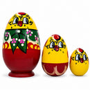Set of 3 Hen and Chicks Wooden Nesting Dolls 4.75 Inches