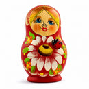 Set of 5 Daisy Flowers on Red Dress Nesting Dolls 3.5 Inches
