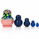 Set of 5 Wooden Floral Nesting Dolls - 3.5" Dark Blue Violet Matryoshka