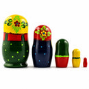 Set of 5 Wooden Floral Nesting Dolls - 4" Blue Flower Semyonov Matryoshka