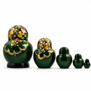 Set of 5 Golden Flowers on Red Dress Nesting Dolls  5 Inches