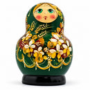 Set of 5 Golden Flowers on Red Dress Nesting Dolls  5 Inches