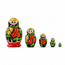 Set of 5 Wooden Strawberry Nesting Dolls - 3.5" Khokhloma Matryoshka