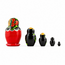 Set of 5 Wooden Strawberry Nesting Dolls - 3.5" Khokhloma Matryoshka
